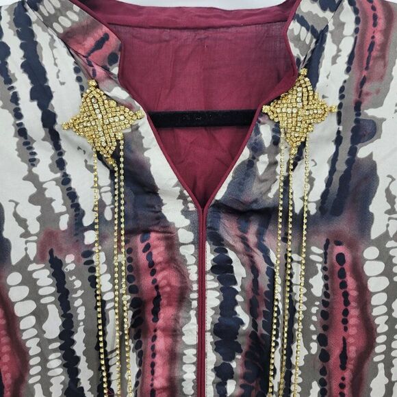 Unisex Top Long Sleeve Split Mandarin Nehru Prime Minister High Priestess S - Picture 4 of 12